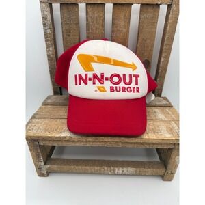 In-N-Out Burger Trucker Hat Red White Snapback Mesh Foam Logo Cap Mens Womens